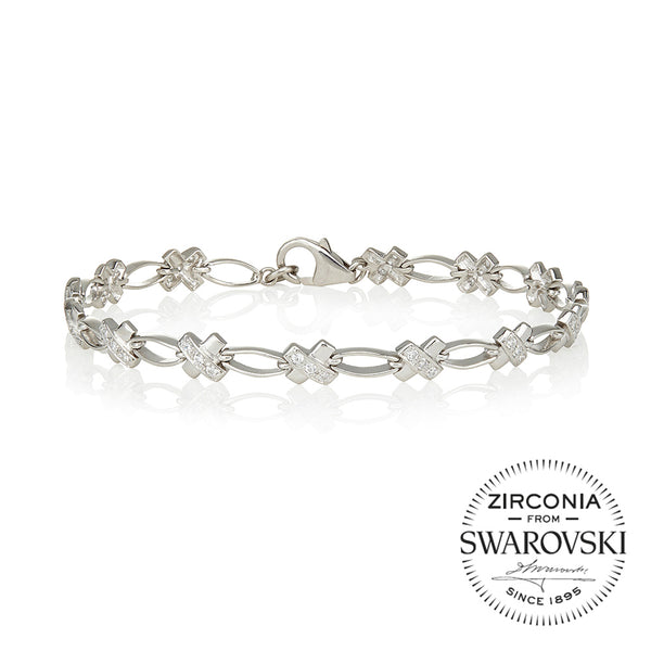 Stone set kisses alternated with hollow link bracelet (0.45ct)