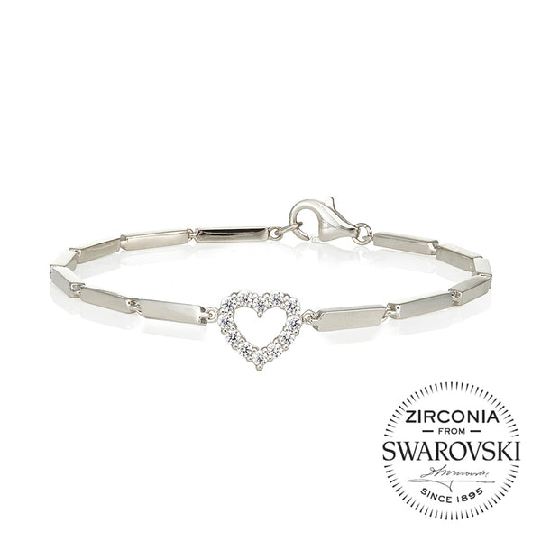 Cuboid link and clawset heart charm bracelet (0.25ct)