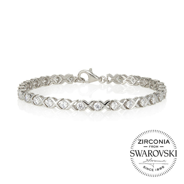 Alternating X links and 4 claw single stone bracelet (3.20ct)
