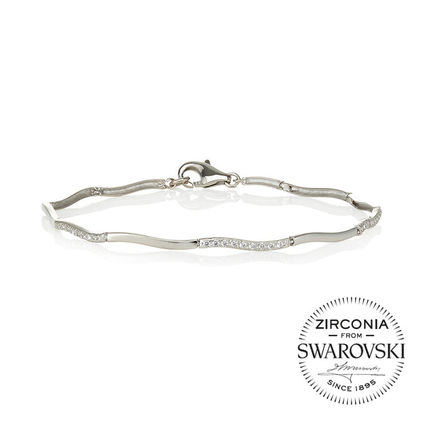 Alternating curvy plain links and curvy clawset link bracelet (0.30ct)