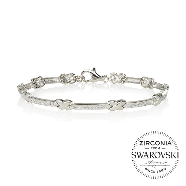 Alternating grain set bars and plain kisses bracelet (0.35ct)