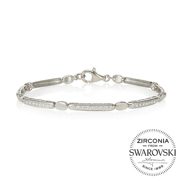 Alternating grain set bars and plain oval shape bracelet (0.50ct)
