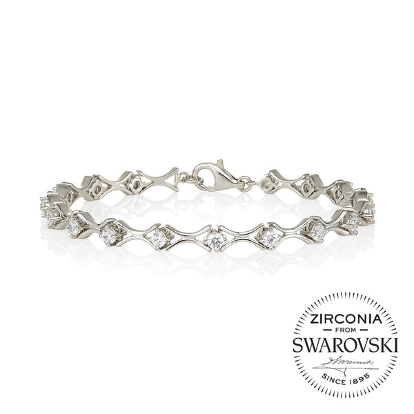 Alternating inverted plain links and 4 claw stones bracelet (2.25ct)