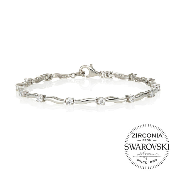Alternating curvy plain link and 4 claw single stone bracelet (1.60ct)