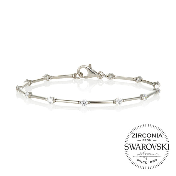 Alternating thin plain bars and 4 claw single stone bracelet (2.40ct)