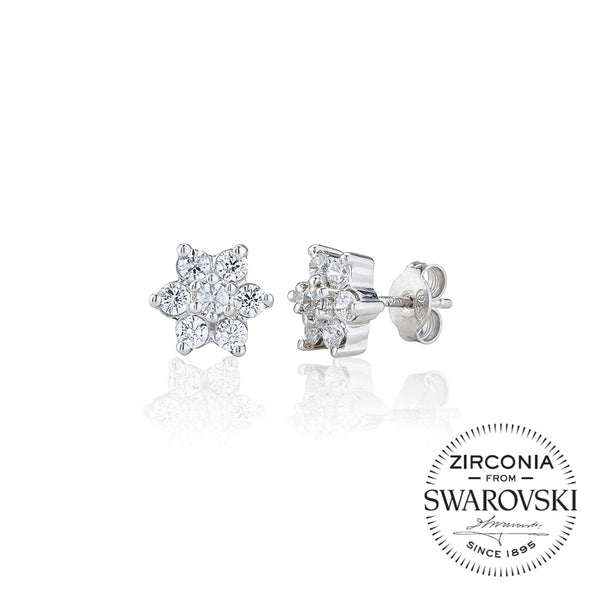 Nine Stone Flower Cluster Stud Earrings (1.00ct)