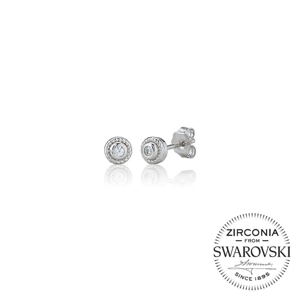 Single Stone Rubover Ornate Stud Earrings (0.05ct)