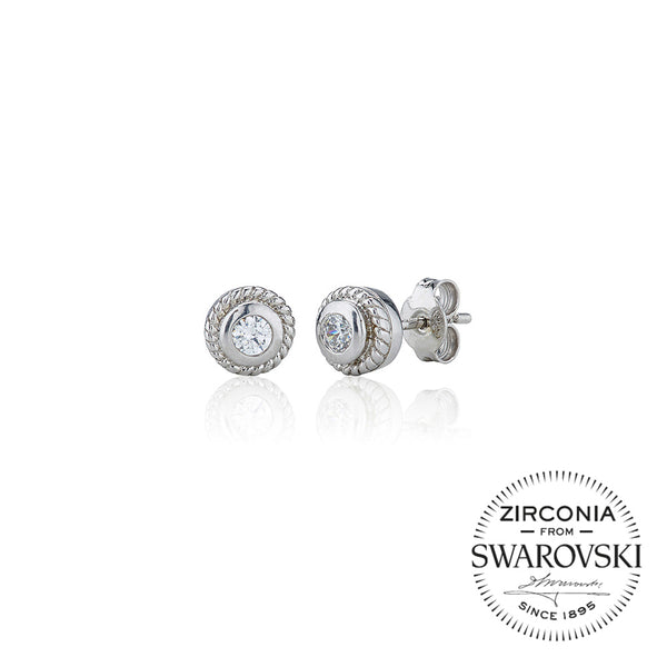 Single Stone Rubover Ornate Stud Earrings (0.30ct)