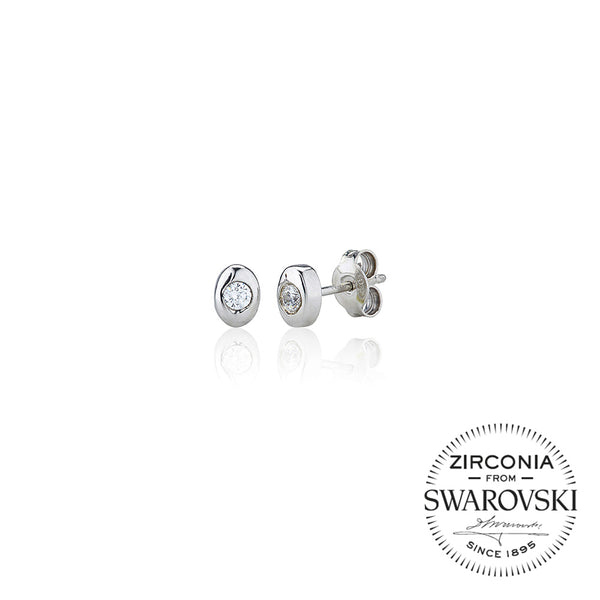 Single Stone Rubover Oval Stud Earrings (0.15ct)