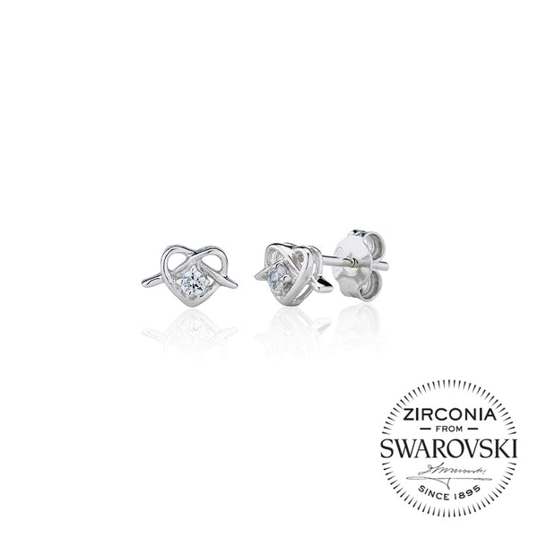 Single Stone Stud Earrings in Heart Shape (0.10ct)