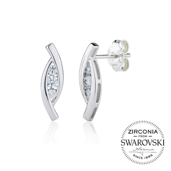 Twirl Shaped Trilogy Stud Earrings (0.35ct)