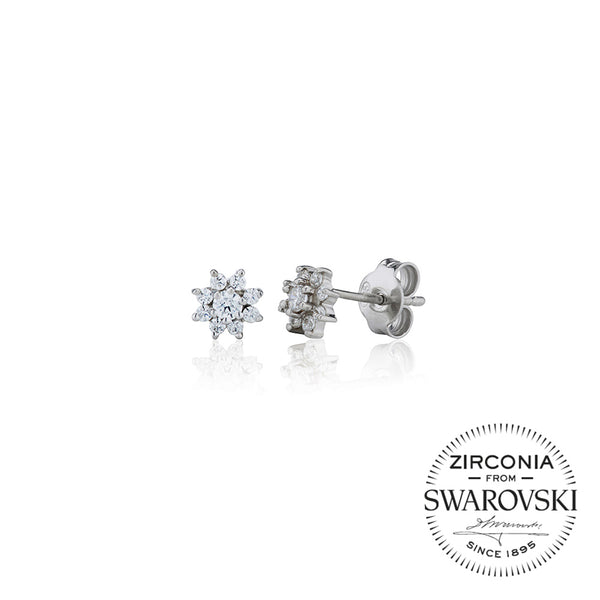Nine Stone Flower Cluster Stud Earrings (0.33ct)