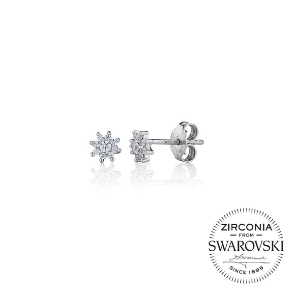 Nine Stone Flower Cluster Stud Earrings (0.15ct)