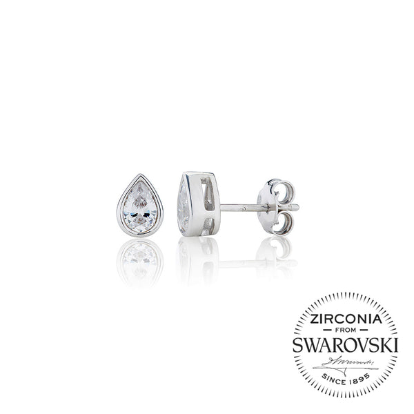 Single Stone Rubover Pear Stud Earrings (0.65ct)