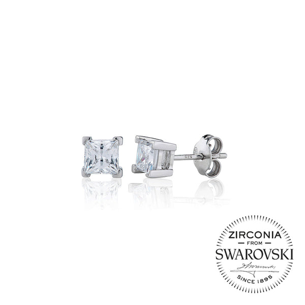 Single Stone Princess Claw Set Stud Earrings (1.80ct)