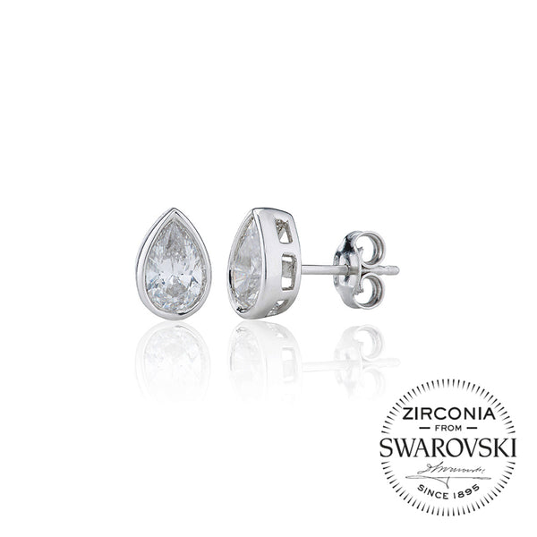 Single Stone Rubover Pear Stud Earrings (1.50ct)