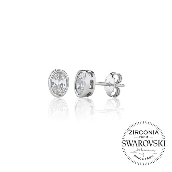 Single Stone Rubover Oval Stud Earrings (1.00ct)