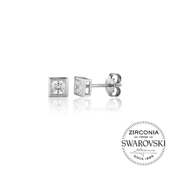 Single Stone Rubover Princess Stud Earrings (0.90ct)