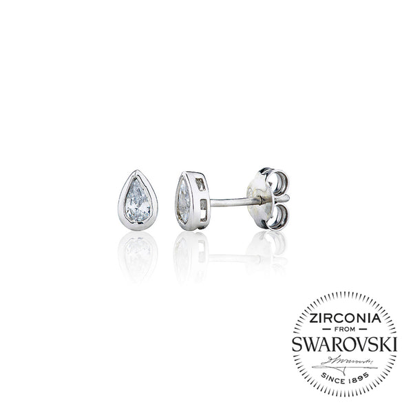 Single Stone Rubover Pear Stud Earrings (0.50ct)