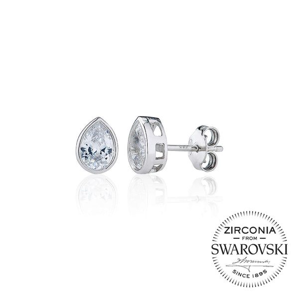 Single Stone Rubover Pear Stud Earrings (1.25ct)