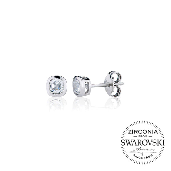 Single Stone Rubover Cushion Stud Earrings (0.80ct)