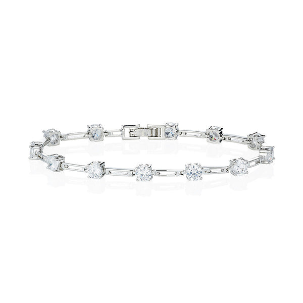 Silver Bar Spaced Tennis Bracelet