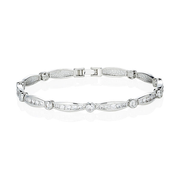 Silver Silver Channel Set Boat Bracelet