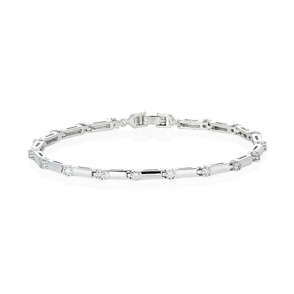 Silver Stone Set Bar Bracelet