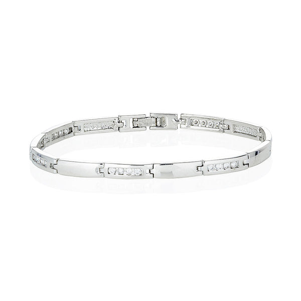 Silver Bar & Stone Set Bracelet