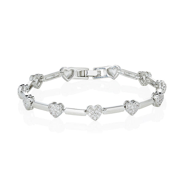 Silver Heart & Bar Bracelet