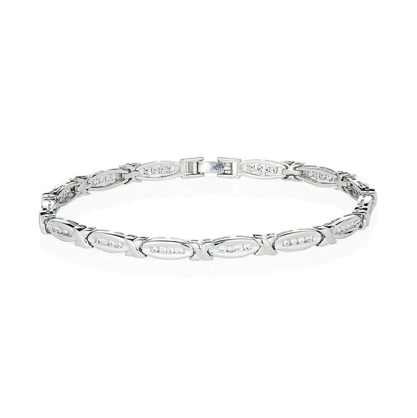 Silver Channel Set Boat & Kiss Bracelet