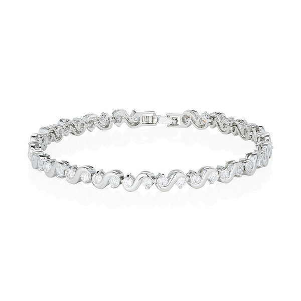 Silver Stone Set Wavy Bracelet