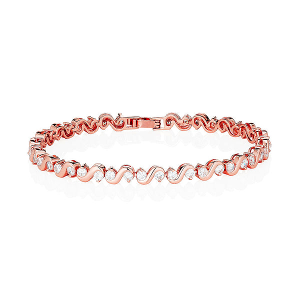 Rose Stone Set Wavy Bracelet