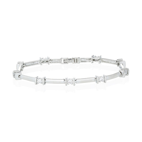 Silver Bar & Stone Set Bracelet