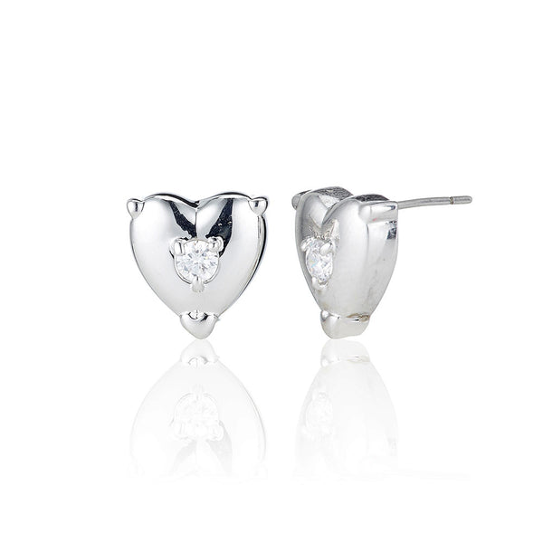 Silver Heart Stud Earrings