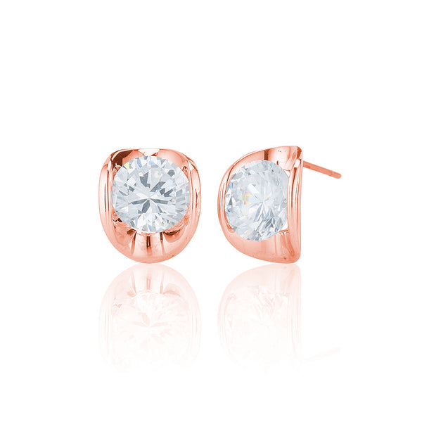 Rose Petal Solitaire Stud Earrrings