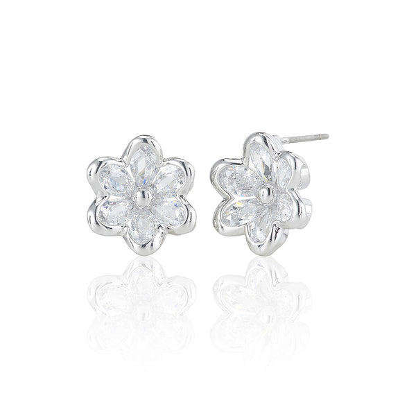 Silver Flower Stud Earrings