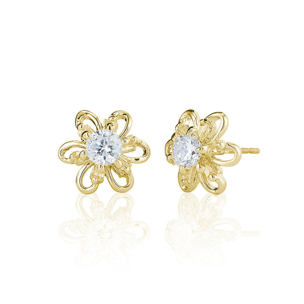 Gold Flower Stud Earrings