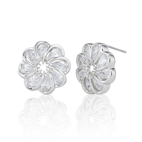 Silver Flower Stud Earrings