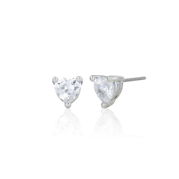 Silver Heart Stud Earrings