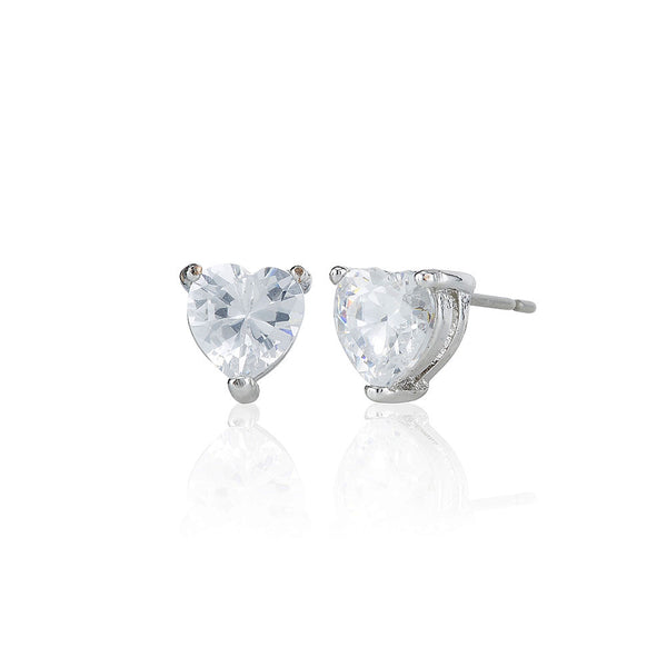 Silver Heart Stud Earrings