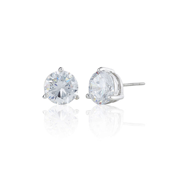 Silver 8mm Solitare Stud Earrings