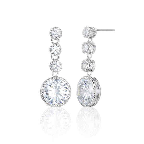 Silver Millgrain Drop Earrings