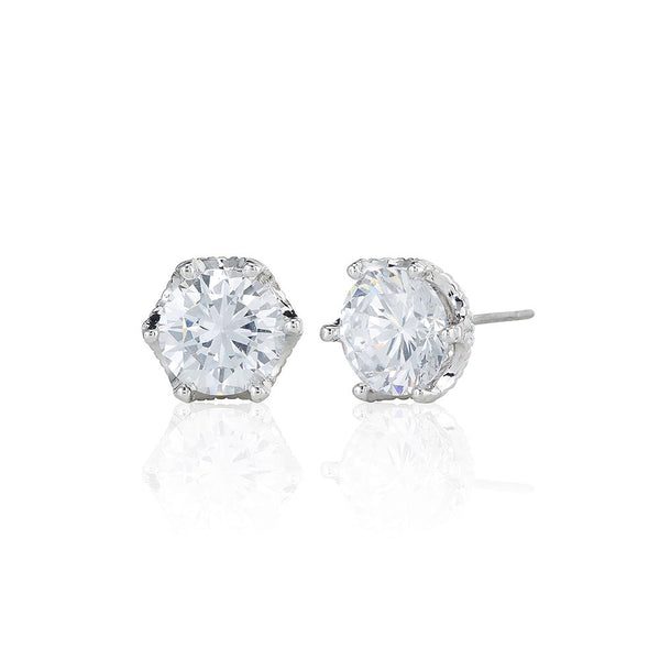Silver 8mm Solitare Stud Earrings