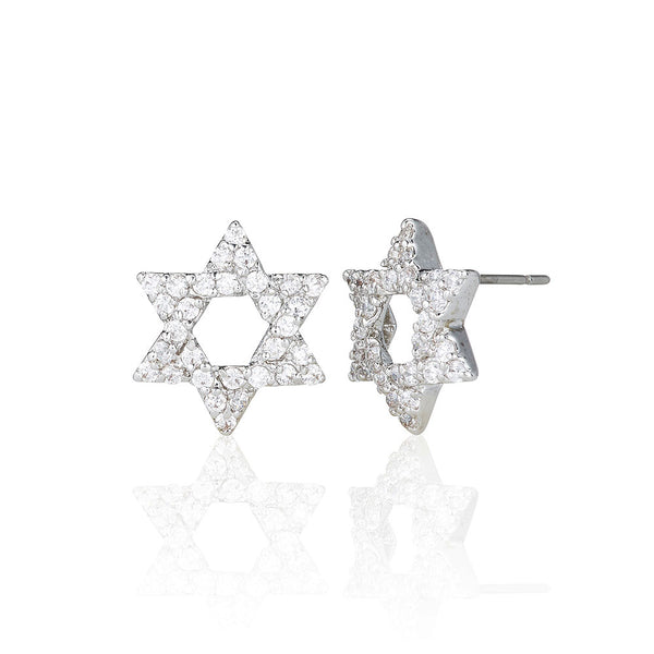 Silver Star Of David Stud Earrings