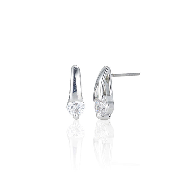 Silver Single Stone Stud Earrings