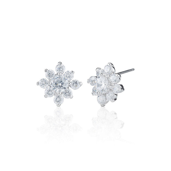 Silver Cluster Stud Earrings