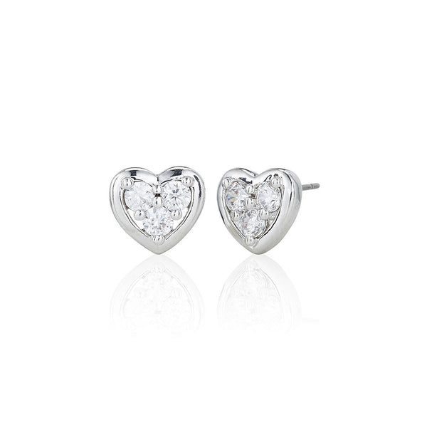 Silver Heart Stud Earrings