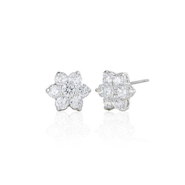 Silver Cluster Stud Earrings