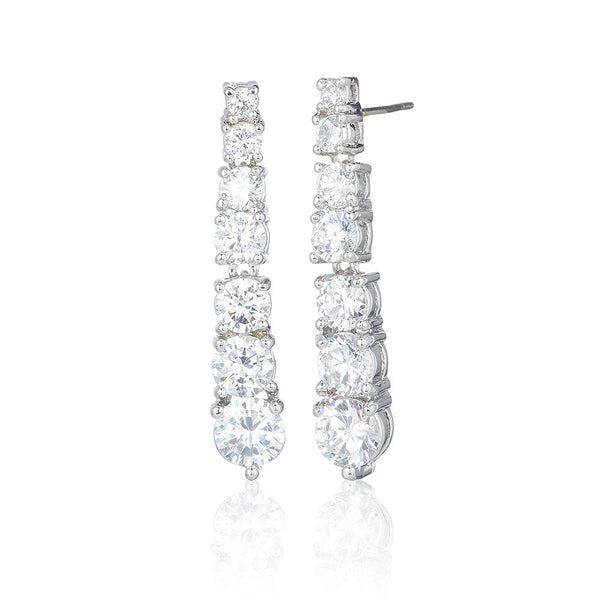 Silver Graduating Line Drop Earrings